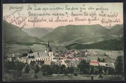 AK Mariazell, Teilansicht mit Kirche