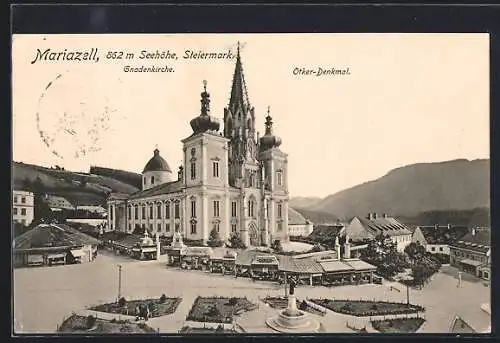 AK Mariazell /Steiermark, Gnadenkirche mit Otker-Denkmal