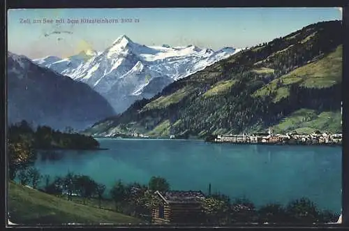 AK Zell am See, Teilansicht mit dem Kitzsteinhorn