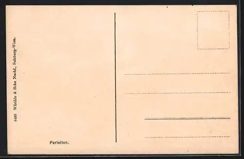 Künstler-AK Ferleiten, Ortspartie mit Gasthof