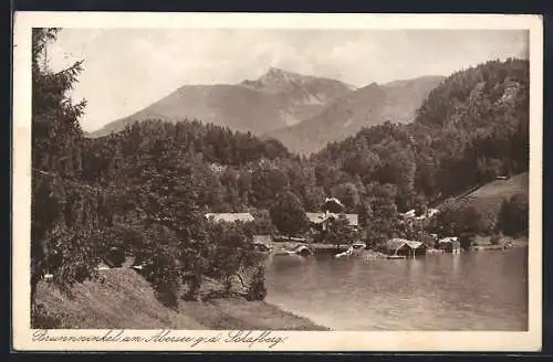 AK Brunnwinkel am Abersee, Ortspartie gegen den Schafberg