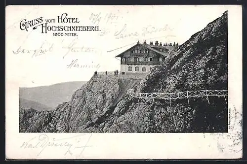 AK Hochschneeberg, Gebirgspartie mit Hotel