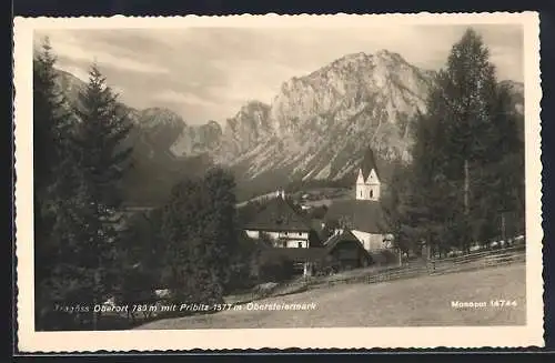 AK Tragöss Oberort /Obersteiermark, Kirche mit Pribitz