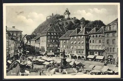 AK Graz, Hauptplatz mit Cafe Nordstern