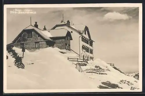 AK Otto-Schutzhaus auf der Rax, Ansicht im Schnee