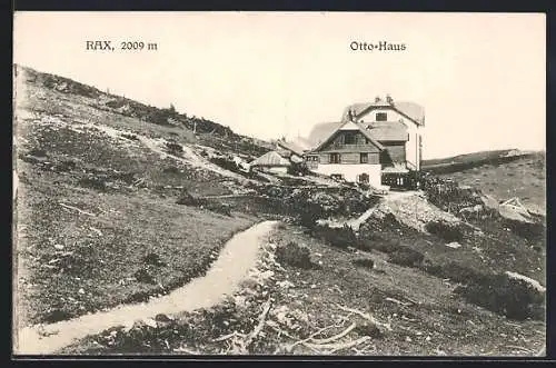 AK Otto-Haus auf der Rax, Ansicht vom Weg aus