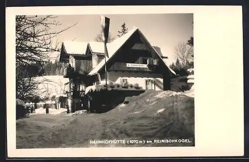 AK Hahnhofhütte am Reinischkogel, Ansicht im Schnee