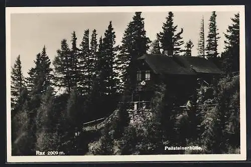 AK Peilsteinerhütte an der Rax, Ansicht mit dem Wald