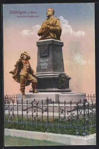 AK Säckingen, Ansicht des Scheffel-Denkmals