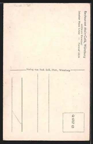 AK Würzburg, Cafe mit Ausblick zum Main