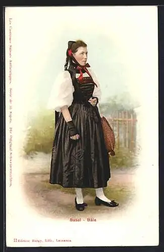 AK Basel / Bâle, Maid in Tracht