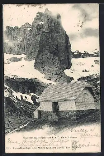 AK Hüfigletscher-Clubhütte, Berghütte mit Kalkscheyen