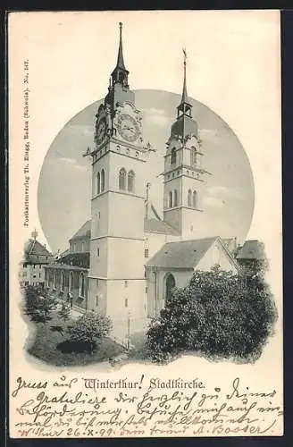 AK Winterthur, Blick auf die Stadtkirche