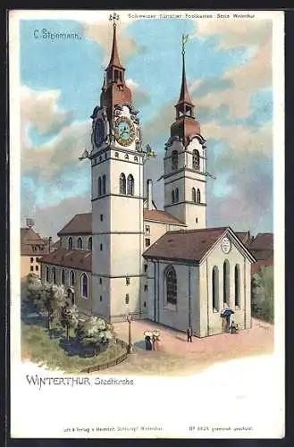 Lithographie Winterthur, Stadtkirche