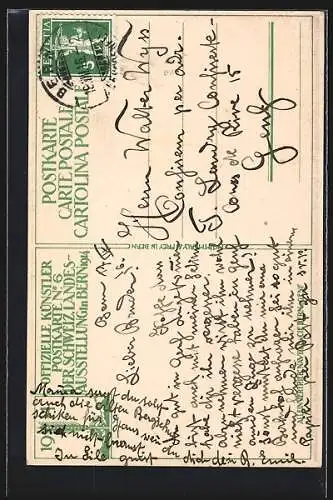 Künstler-AK Schweizer Landesausstellung in Bern 1914, Hofgang, Weinbau