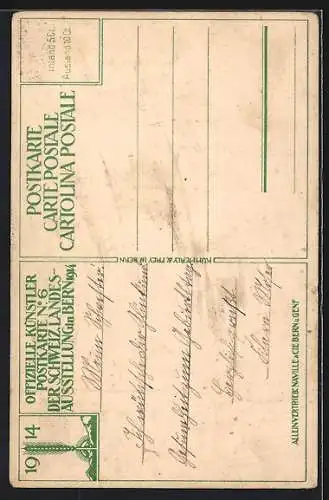 Künstler-AK Schweizer Landesausstellung in Bern 1914, Hofgang, Weinbau