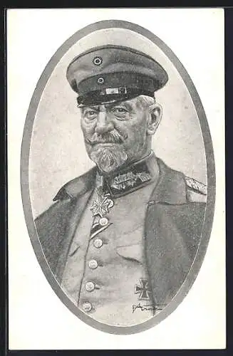 AK General von Gallwitz in Uniform mit Mütze