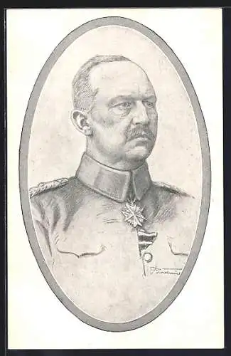 Künstler-AK Portrait Erich Ludendorffs in Uniform