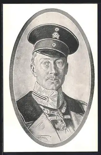 AK Kronprinz Wilhelm von Preussen in Uniform, Brustbild, gerahmte Ansicht