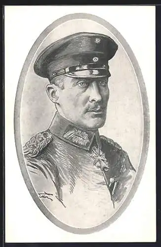 Künstler-AK Portrait Herzog Albrecht von Württemberg in Uniform mit Schirmmütze