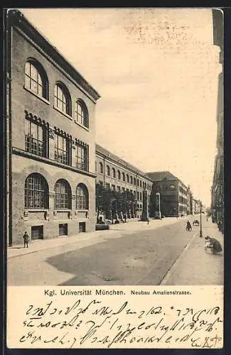 AK München-Au, Neubau der Kgl. Universität in der Amalienstrasse