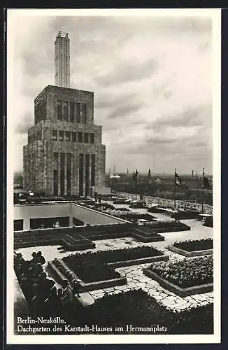 AK Berlin-Neukölln, Dachgarten des Karstadt-Hauses am Hermannplatz