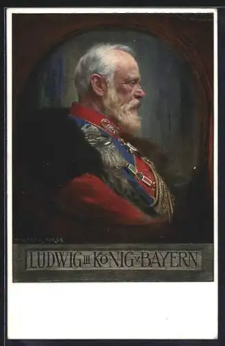 AK König Ludwig III. von Bayern mit Epauletten und Pour le Mérite, Profilbild