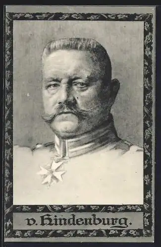 AK Generalfeldmarschall Paul von Hindenburg in Uniform mit Orden