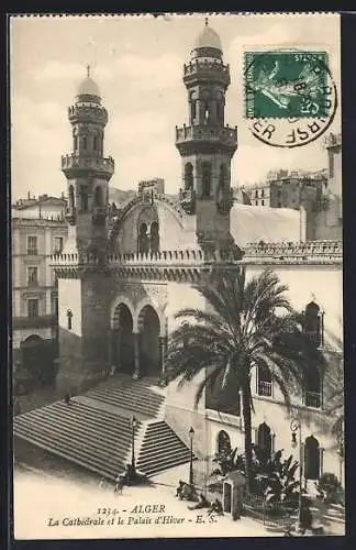 AK Alger, La Cathédrale et le Palais d`Hiver