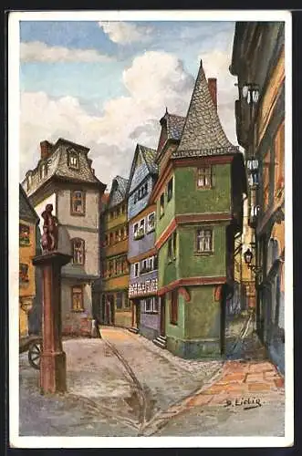 Künstler-AK Bernhard Liebig: Frankfurt / Main, Goldhutgasse