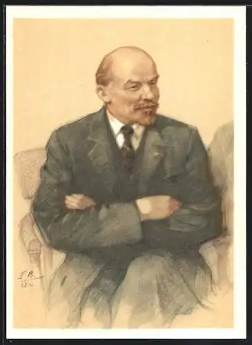 Künstler-AK Portrait Lenin im Anzug