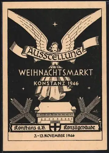 AK Konstanz, Ausstellung Weihnachtsmarkt 1946, Konzilgebäude, Engel