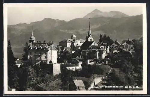 AK Walzenhausen, Teilansicht mit Bergen