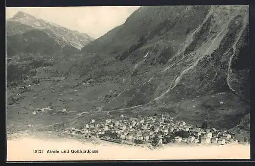 AK Airolo, Teilansicht und Gotthardpass