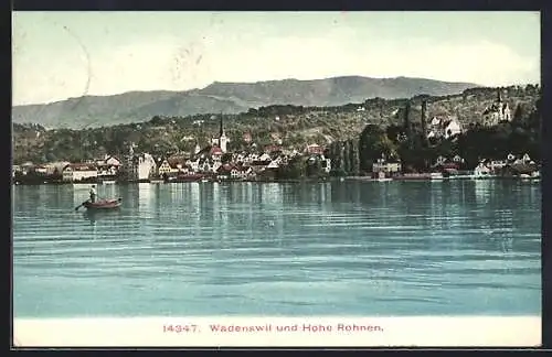 AK Wädenswil, Teilansicht vom Zürichsee mit Hohe Rohnen