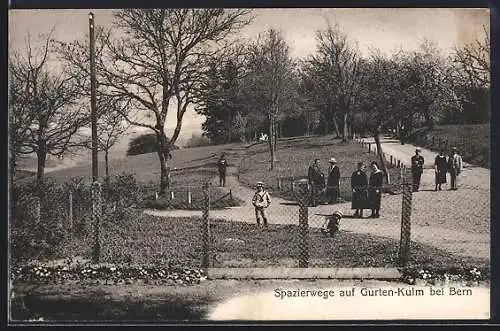 AK Gurten-Kulm bei Bern, Spazierwege und Zaun