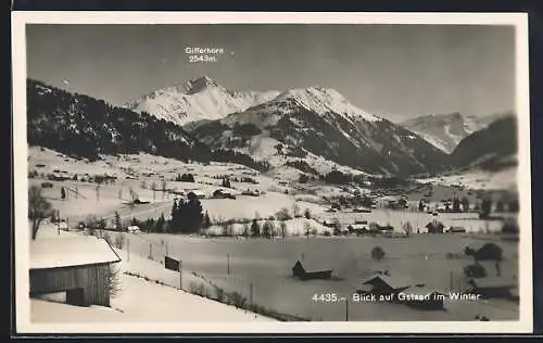 AK Gstaad, Blick auf den Ort im Winter, Gifferhorn