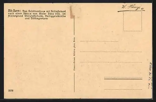 Künstler-AK Alt-Bern, Altes Schützenhaus mit Schiessstand