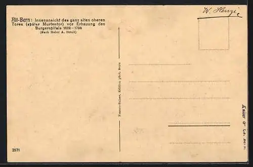 Künstler-AK Alt-Bern, Oberes Stadttor