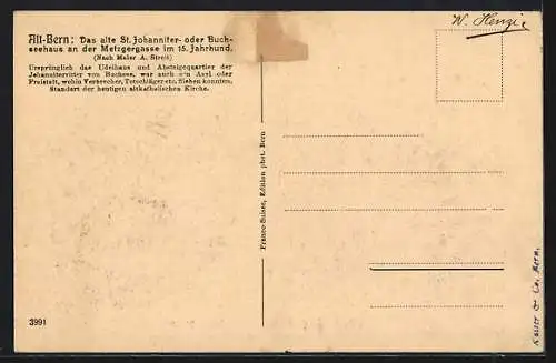 Künstler-AK Alt-Bern, Altes St. Johanniterhaus