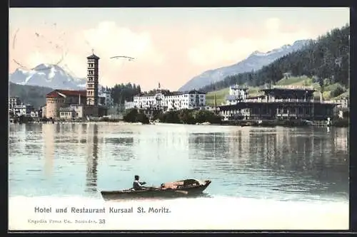 AK St. Moritz, Hotel und Restaurant Kursaal mit Boot