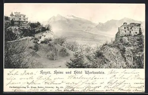 AK Ragaz, Ruine und Hotel Wartenstein