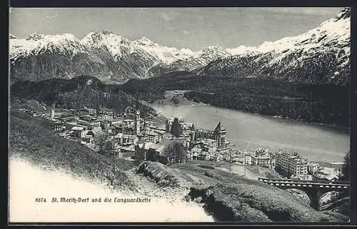 AK St. Moritz-Dorf, Teilansicht und die Languardkette