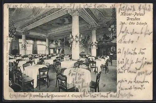 AK Dresden, Restaurant Kaiser-Palast, Inh. Otto Scharfe, Innenansicht