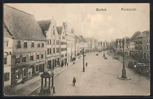 AK Zerbst, Geschäft von Paul Schwenke am Marktplatz