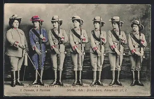 AK Dresden, Clemens Grosser`s Burlesken- und Damen-Ensemble, Annenstrasse 21