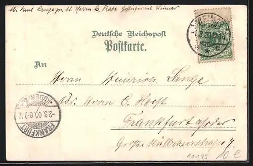 Lithographie Weimar / Thüringen, Schloss, Goethes Gartenhaus, Goethe-Schiller-Denkmal