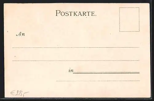 Lithographie Traunstein, Luitpoldbrunnen, Das Hohe Kreuz, Westlicher Stadtteil