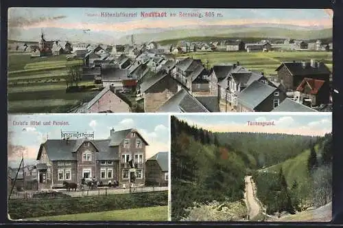 AK Neustadt am Rennsteig, Christ`s Hotel und Pension, Tannengrund, Teilansicht