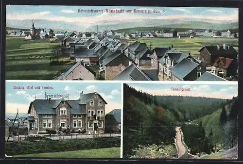 AK Neustadt am Rennsteig, Christ`s Hotel und Pension, Tannengrund, Teilansicht